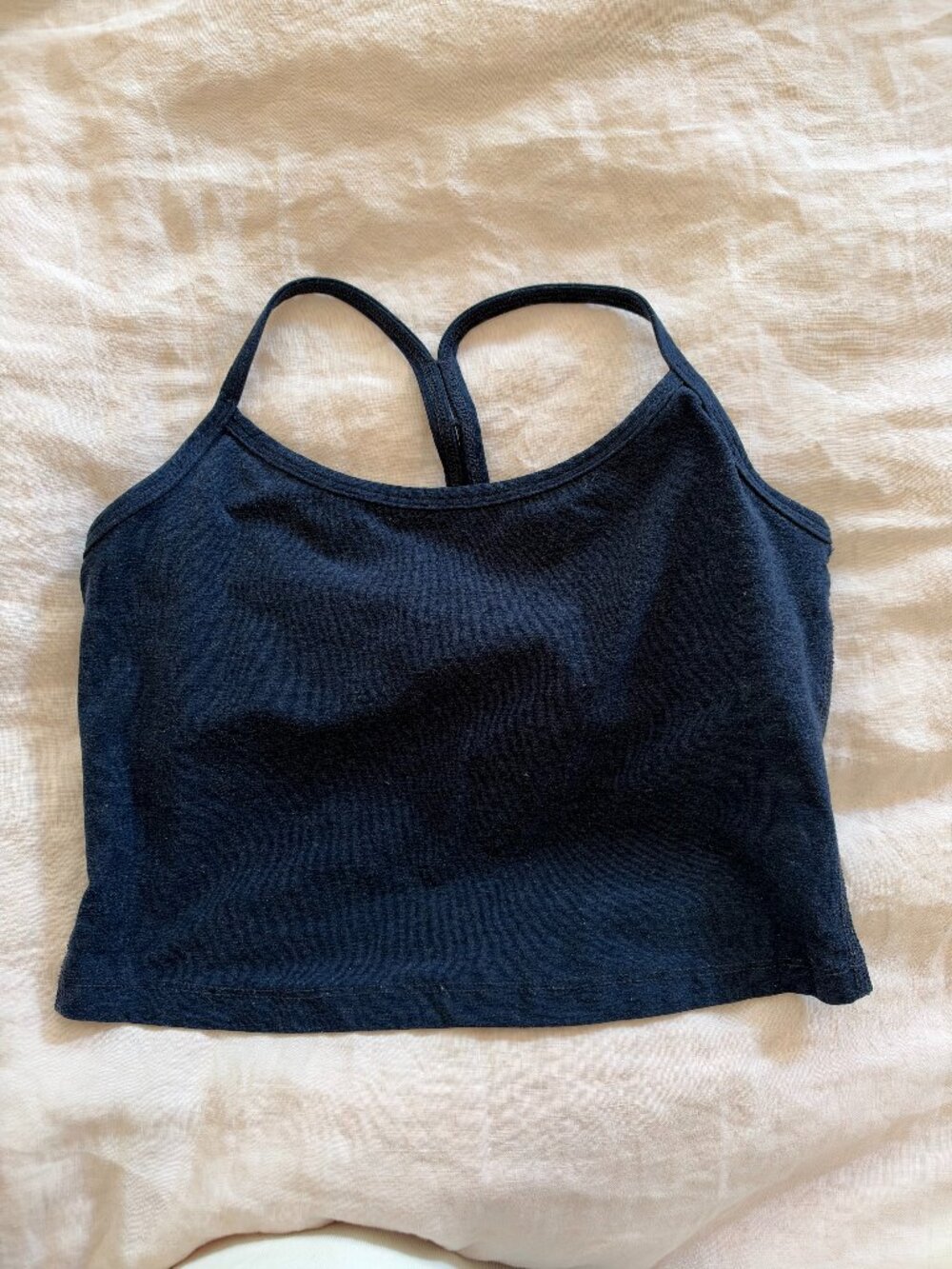 Beyond Yoga Navy Racerback Crop Tank Built-In Bra Medium